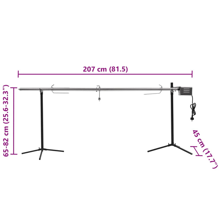 automatisk grill med motor rustfrit stål 207 x 45 x 81 cm