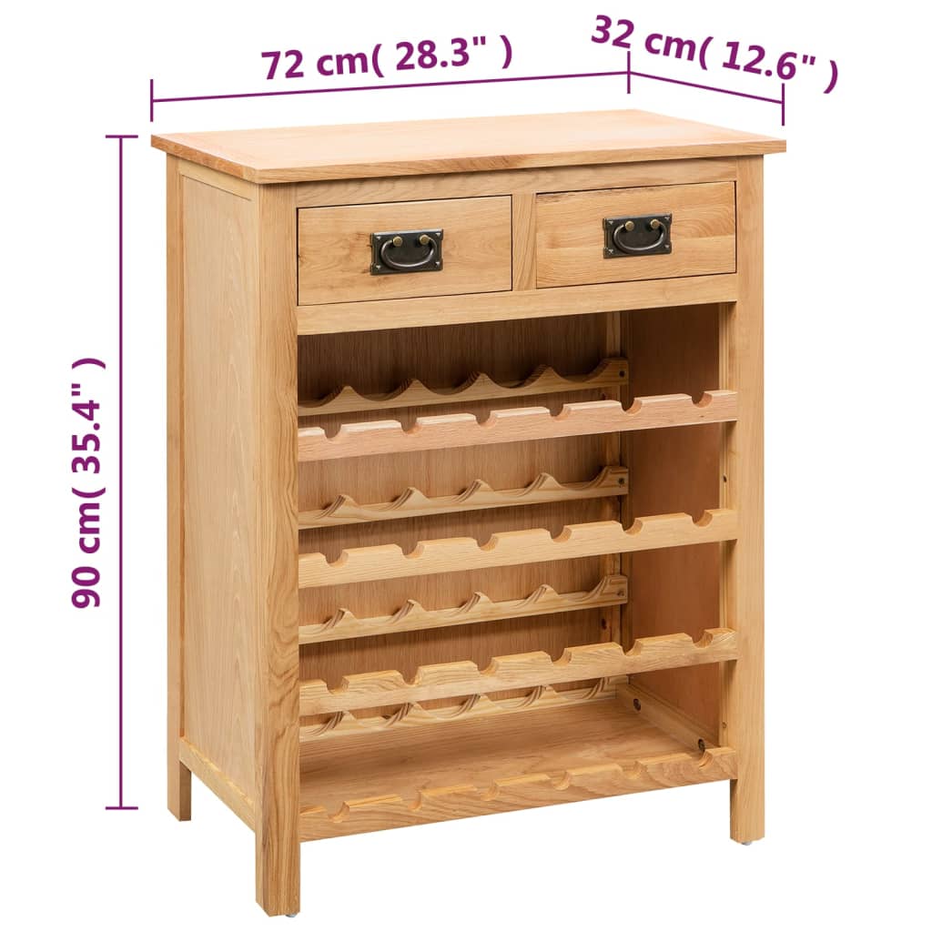 vinskab 72x32x90 cm massivt egetræ