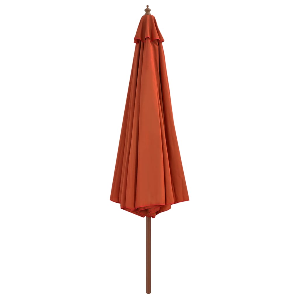udendørs parasol med træstang 350 cm terracottafarvet