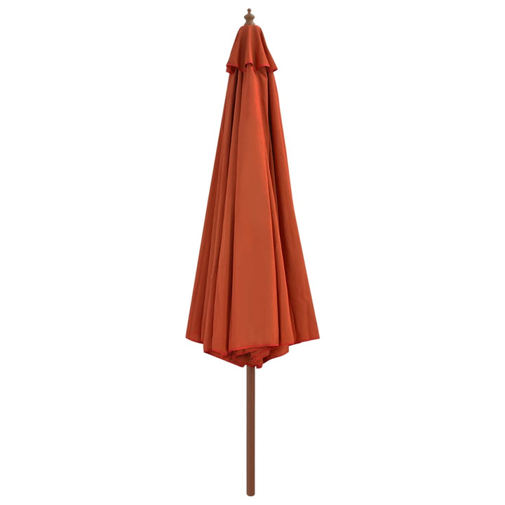 udendørs parasol med træstang 350 cm terracottafarvet