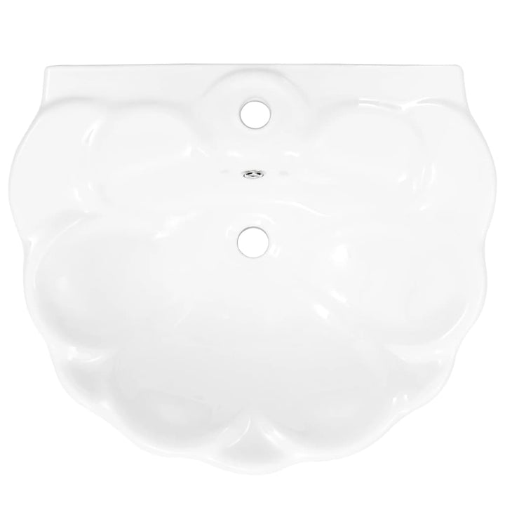 fritstående vask med piedestal keramik hvid 580 x 510 x 200 mm
