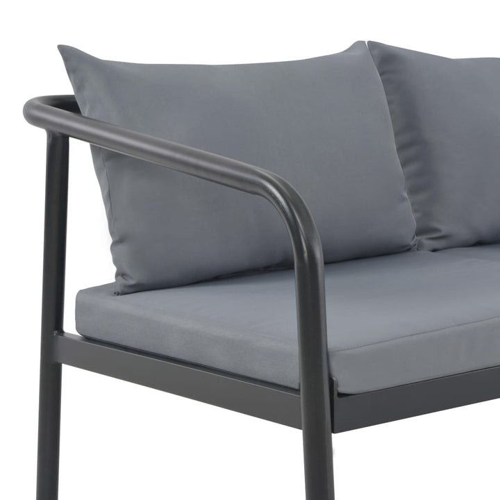 2-personers havesofa med hynder grå aluminium
