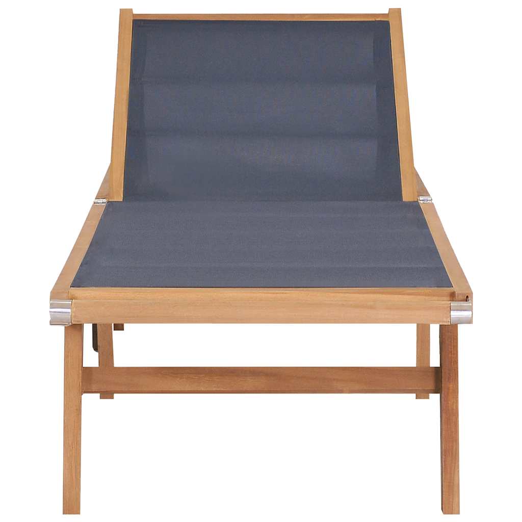 foldbar liggestol med hjul massivt teak og textilene