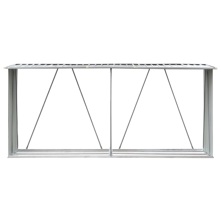 brændeskur til haven galvaniseret stål 330x84x152 cm grå