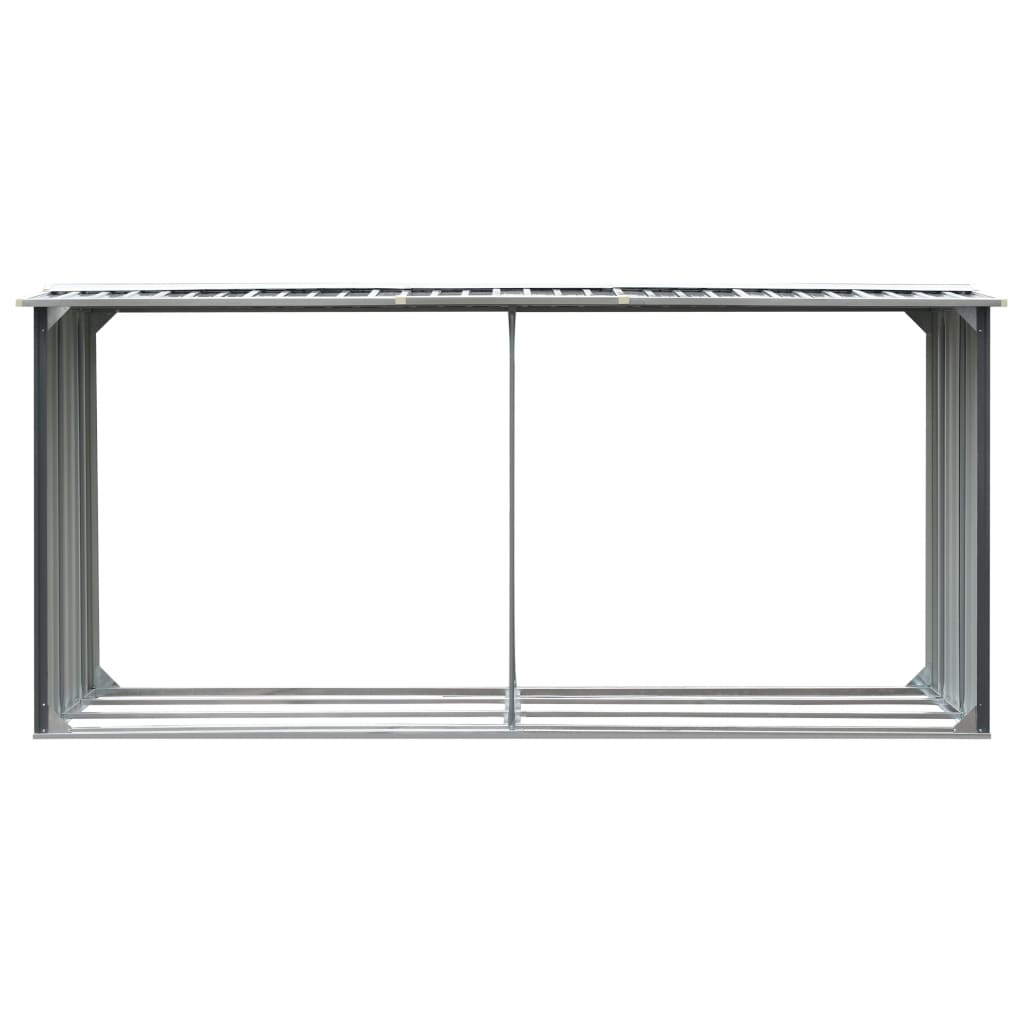 brændeskur til haven galvaniseret stål 330 x 92 x 153 cm grå
