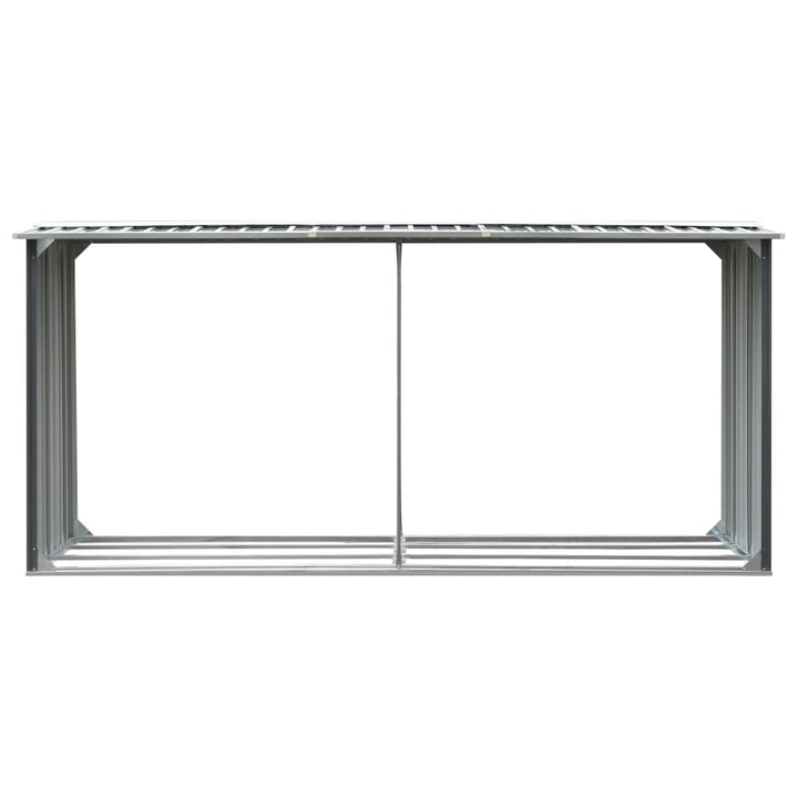 brændeskur til haven galvaniseret stål 330 x 92 x 153 cm grå