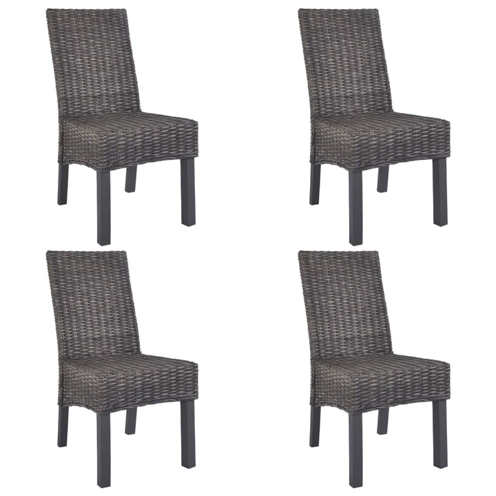 spisebordsstole 4 stk. kubu-rattan og mangotræ brun