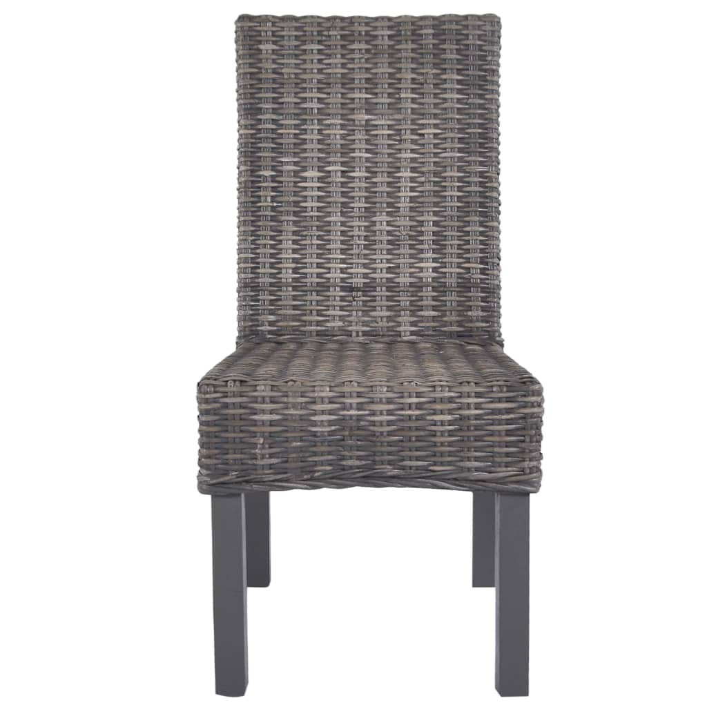 spisebordsstole 6 stk. kubu-rattan og mangotræ brun