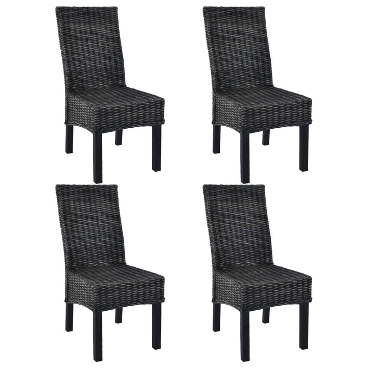 spisebordsstole 4 stk. kubu-rattan og mangotræ sort