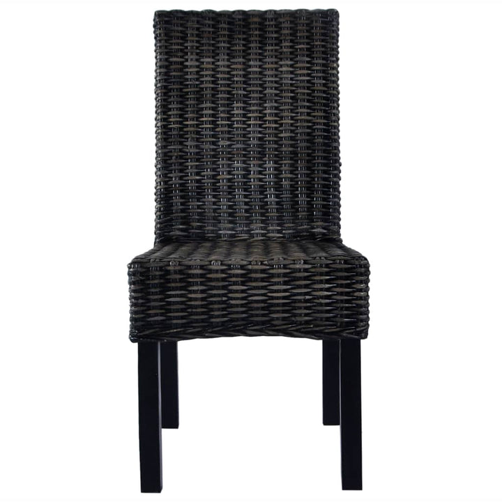 spisebordsstole 6 stk. kubu-rattan og mangotræ sort