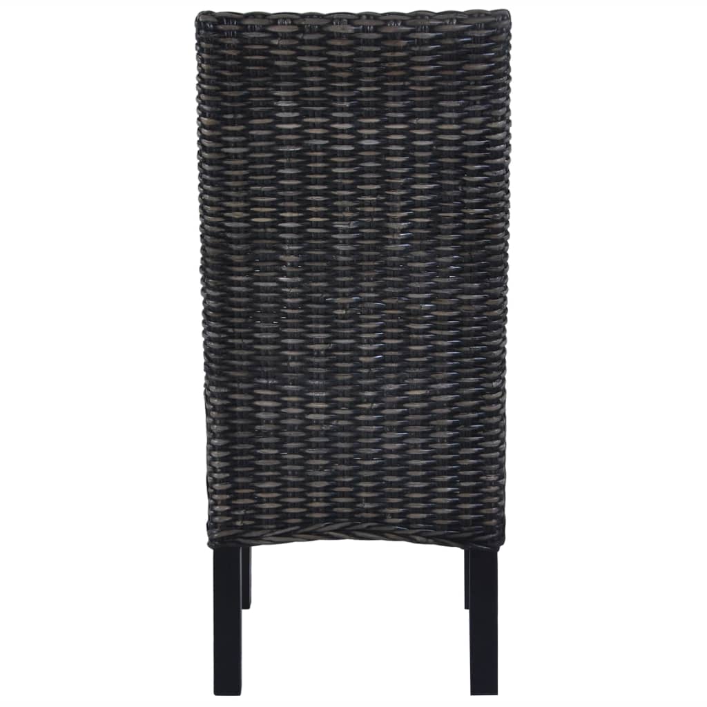 spisebordsstole 6 stk. kubu-rattan og mangotræ sort