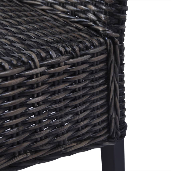 spisebordsstole 6 stk. kubu-rattan og mangotræ sort