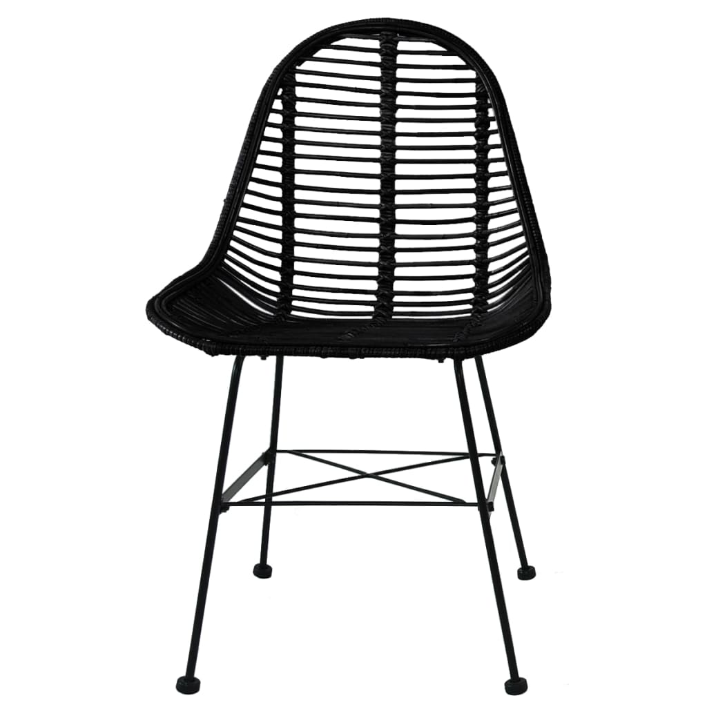 spisebordsstole 6 stk. naturligt rattan sort