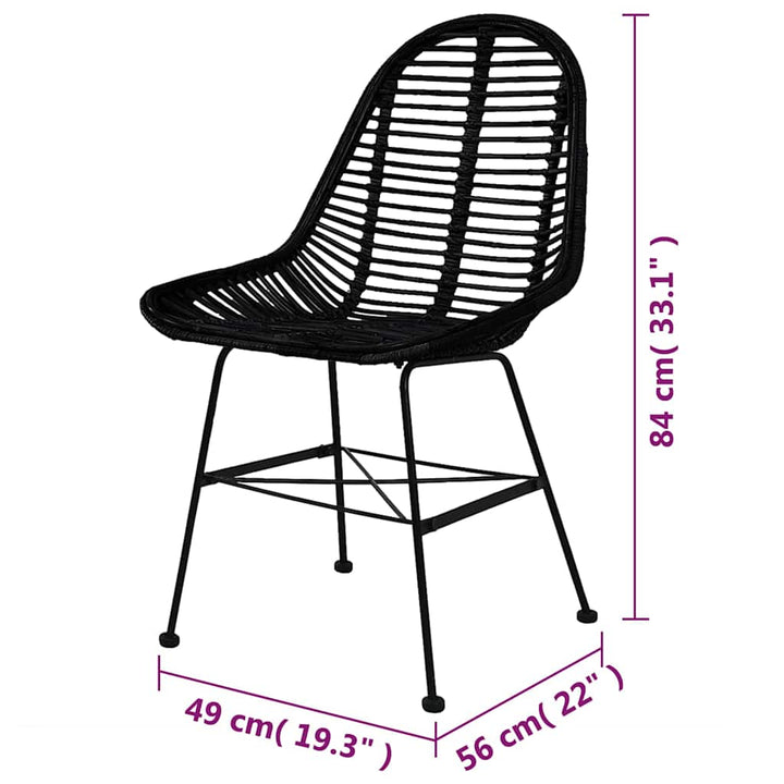 spisebordsstole 6 stk. naturligt rattan sort