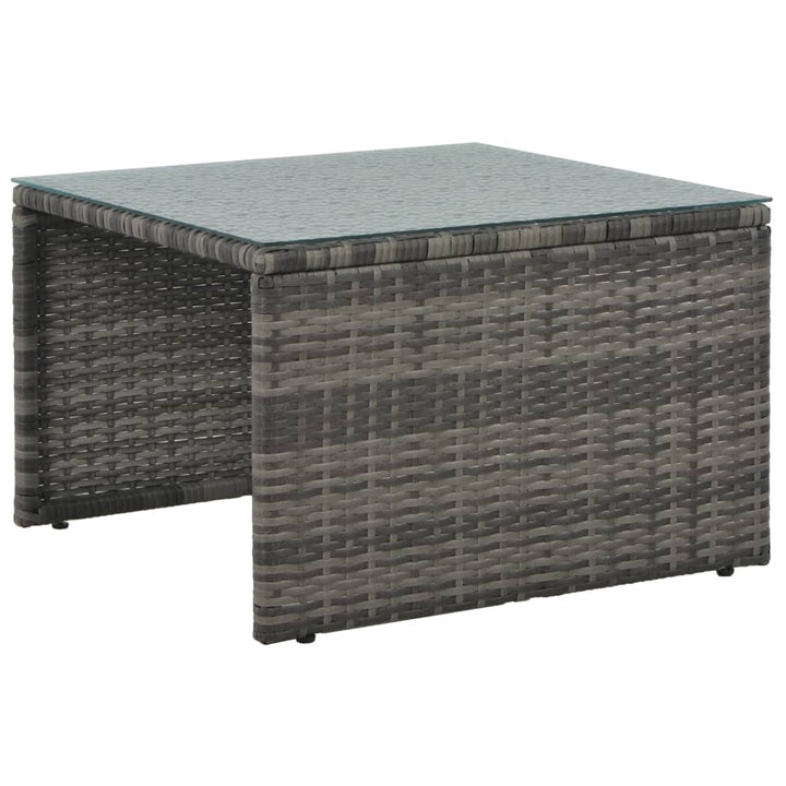 haveloungesæt 3 dele med hynder polyrattan grå