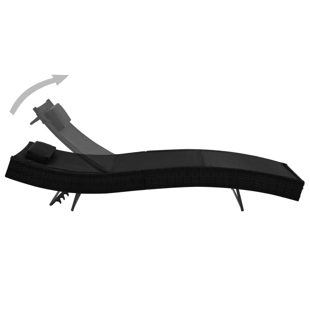 liggestole 2 stk. med bord polyrattan og textilene sort
