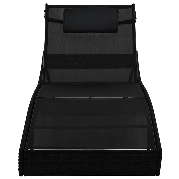 liggestole 2 stk. med bord polyrattan og textilene sort