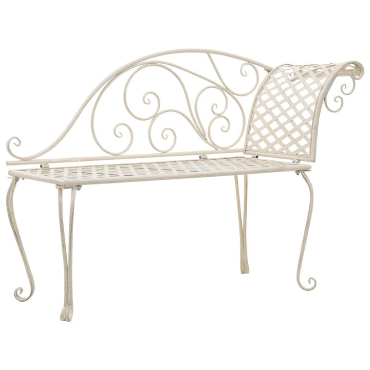 chaiselong til haven 128 cm metal antik hvid