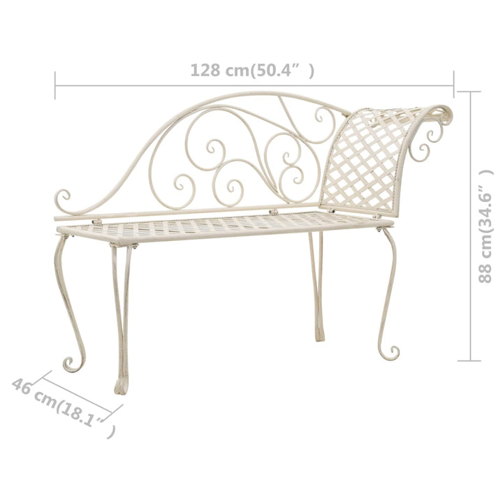 chaiselong til haven 128 cm metal antik hvid