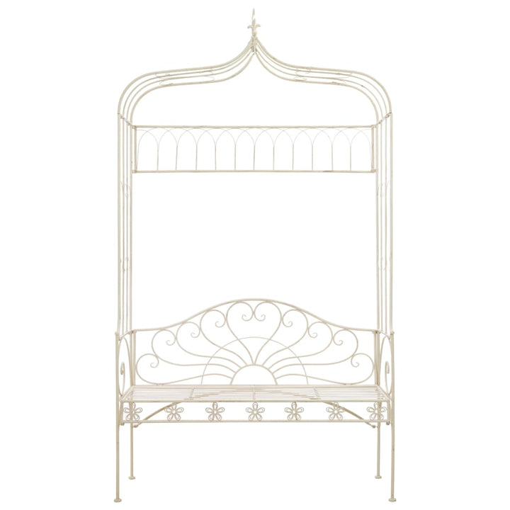 havebænk 122 cm jern antikhvid