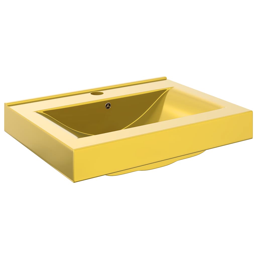 håndvask med overløb 60x46x16 cm keramik guldfarvet