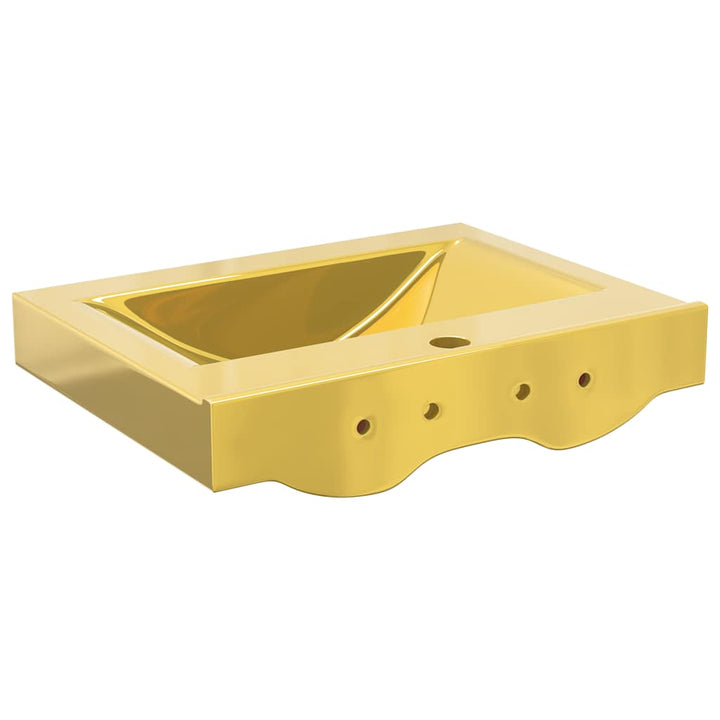 håndvask med overløb 60x46x16 cm keramik guldfarvet