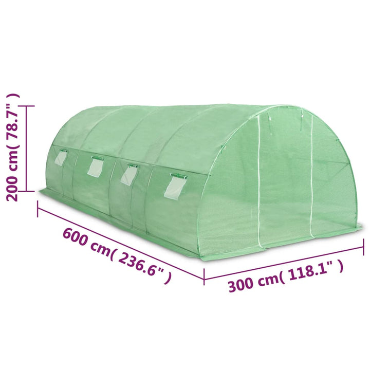 drivhus 18 m² 600x300x200 cm