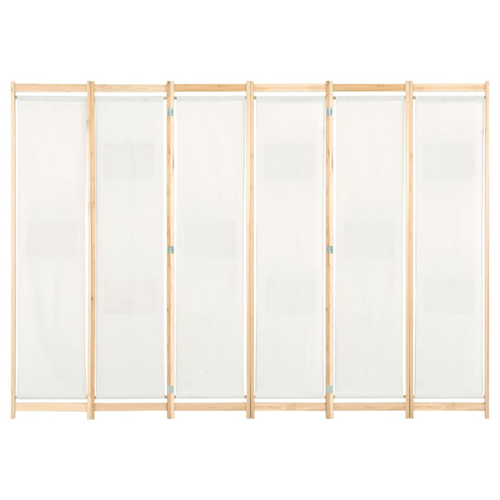 6-panelers rumdeler 240 x 170 x 4 cm stof cremefarvet