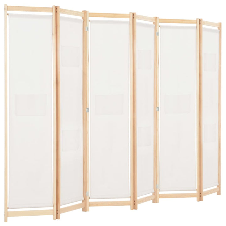 6-panelers rumdeler 240 x 170 x 4 cm stof cremefarvet