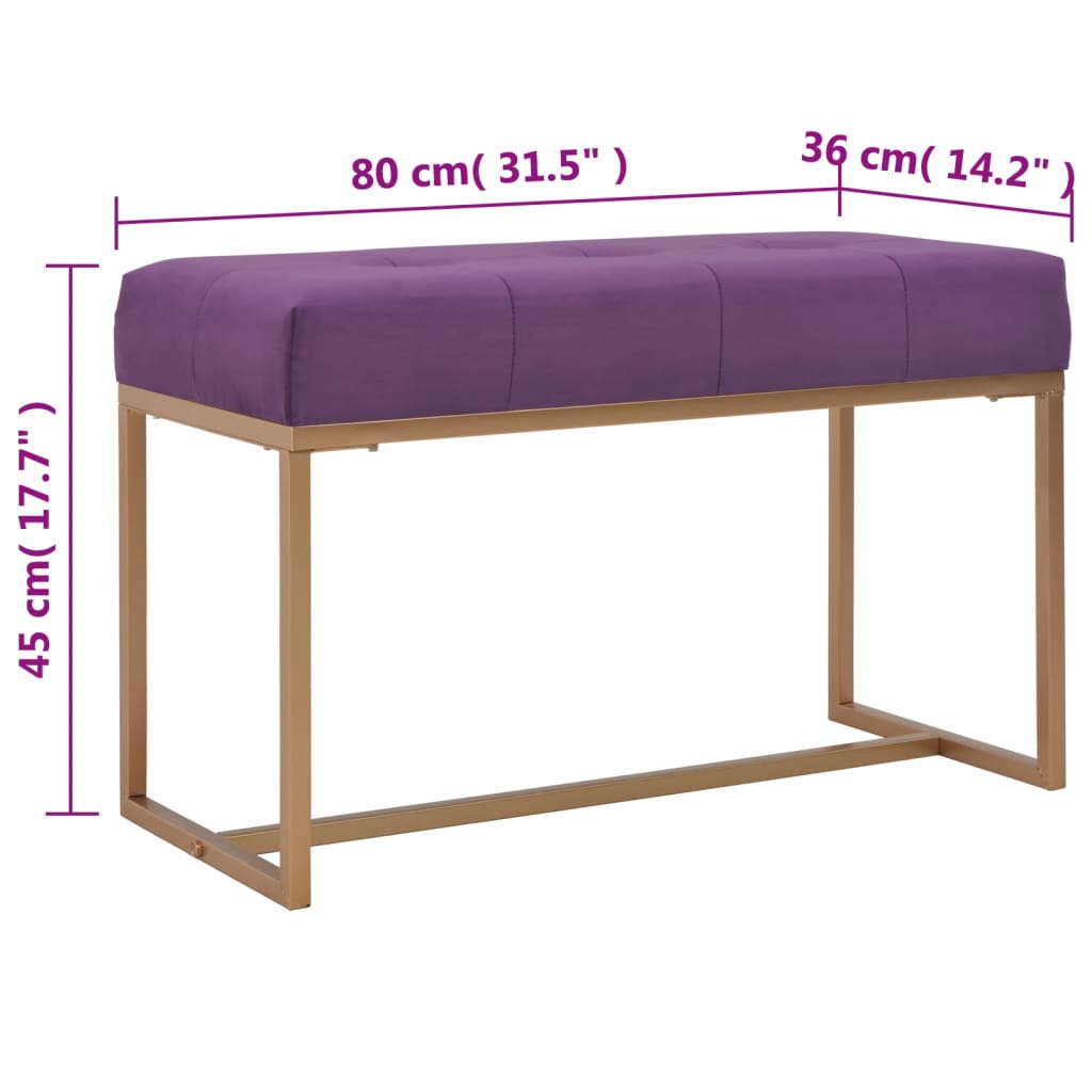 bænk i fløjl 80 cm lilla
