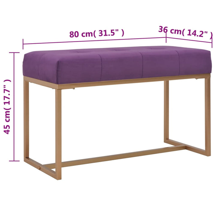 bænk i fløjl 80 cm lilla