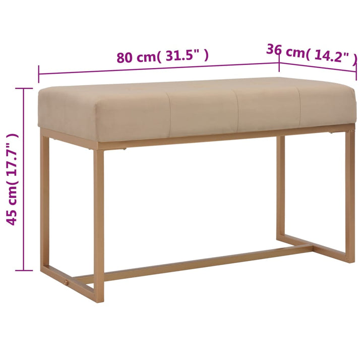 bænk i fløjl 80 cm beige