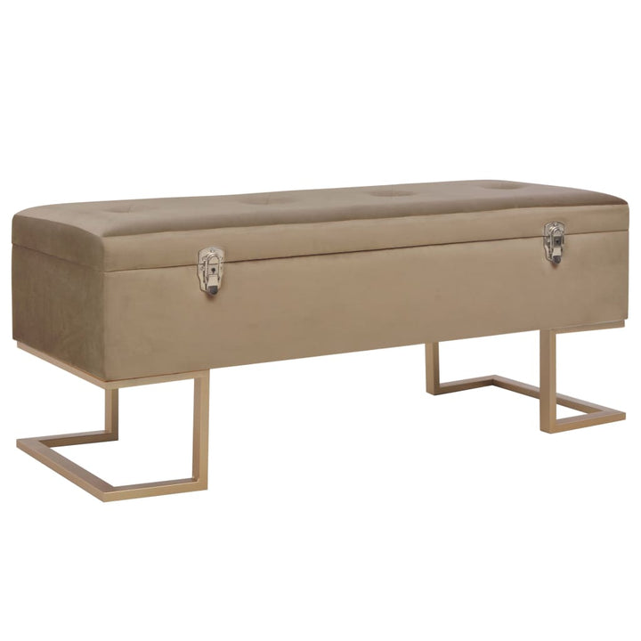 bænk med opbevaringsrum 105 cm fløjl beige