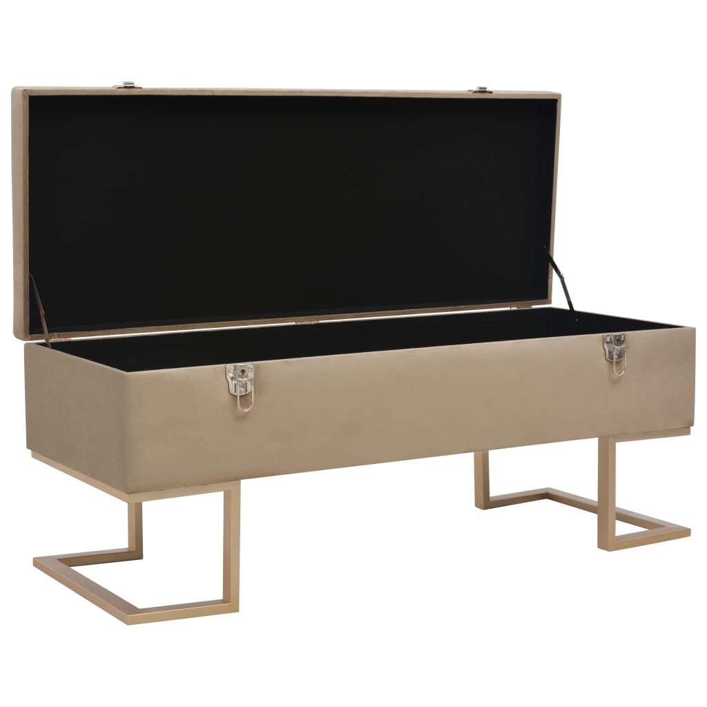 bænk med opbevaringsrum 105 cm fløjl beige