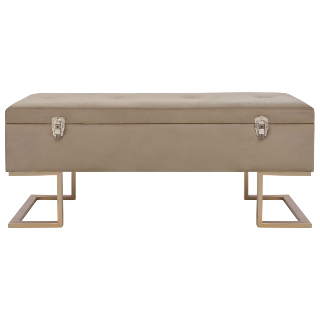 bænk med opbevaringsrum 105 cm fløjl beige