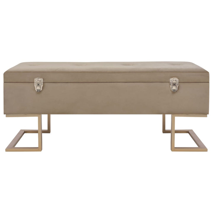 bænk med opbevaringsrum 105 cm fløjl beige