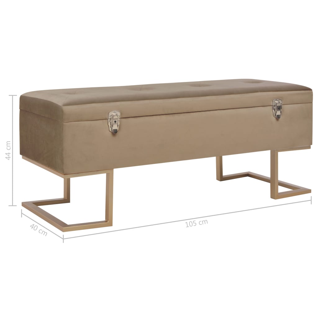 bænk med opbevaringsrum 105 cm fløjl beige