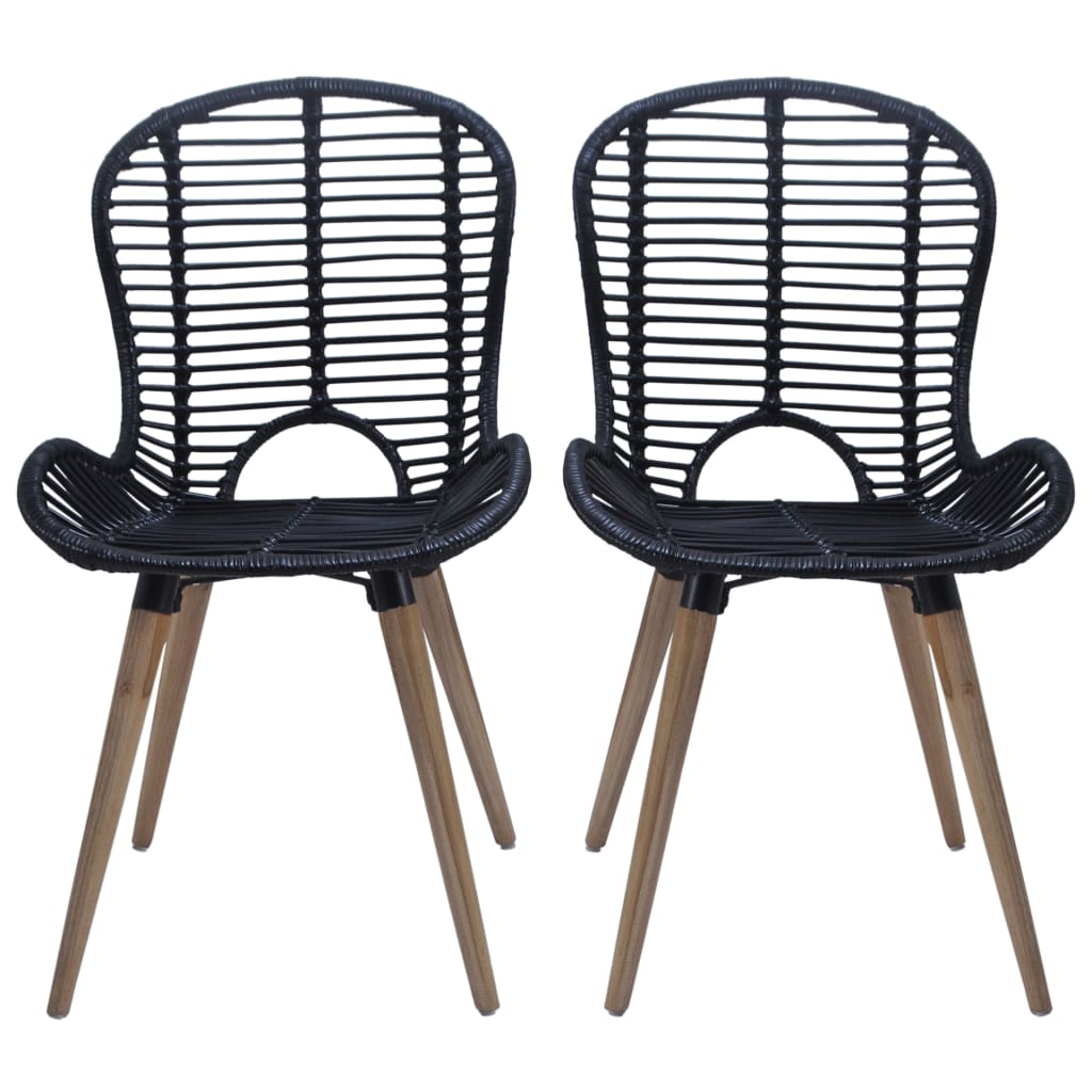 spisebordsstole 6 stk. naturligt rattan sort