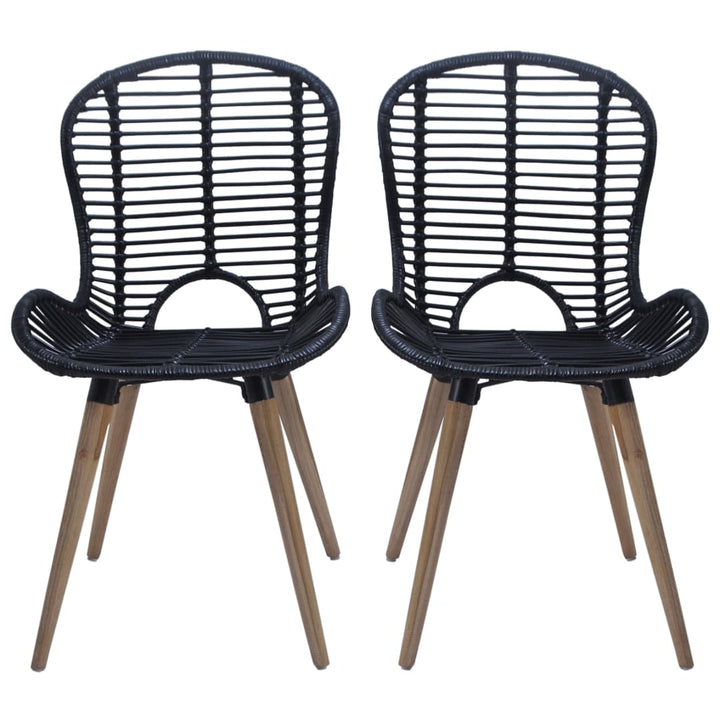spisebordsstole 6 stk. naturligt rattan sort