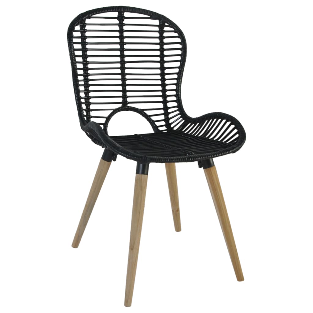 spisebordsstole 6 stk. naturligt rattan sort