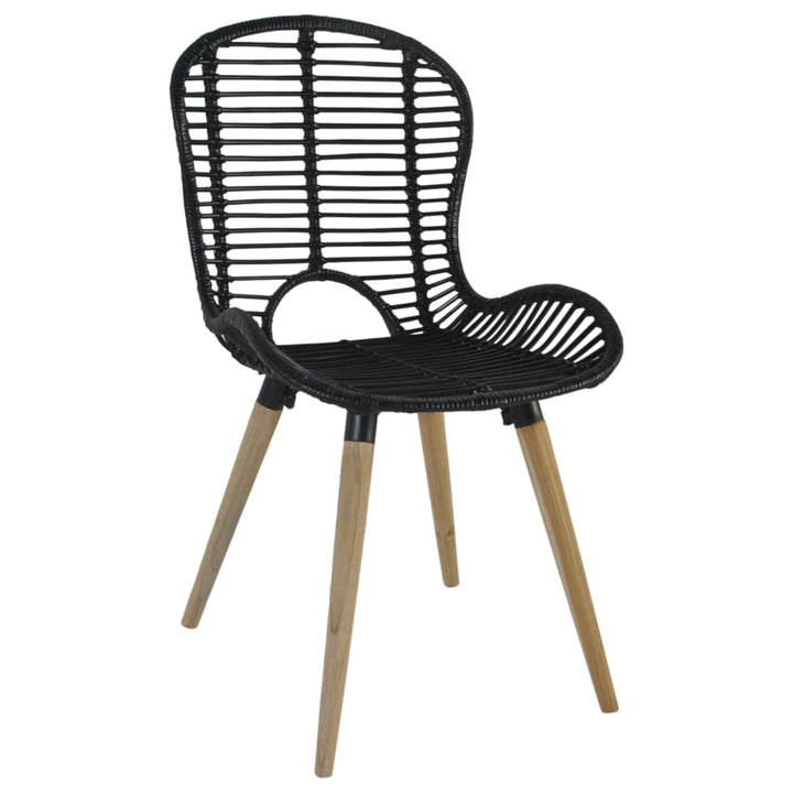 spisebordsstole 6 stk. naturligt rattan sort