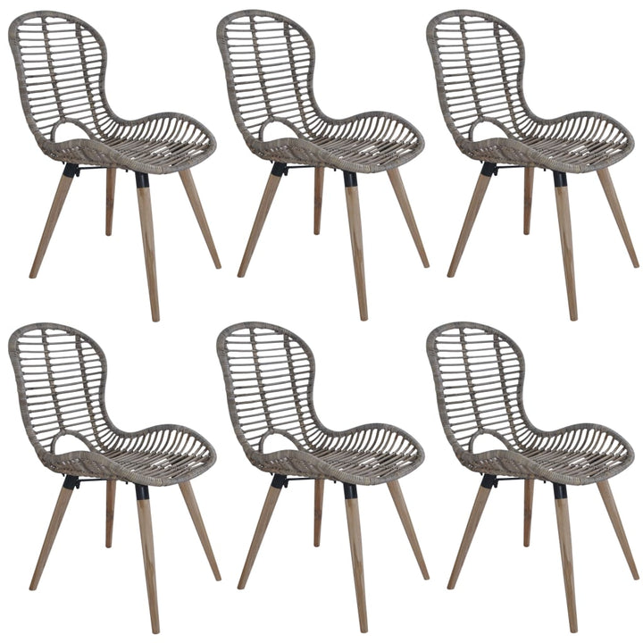 spisebordsstole 6 stk. naturligt rattan brun
