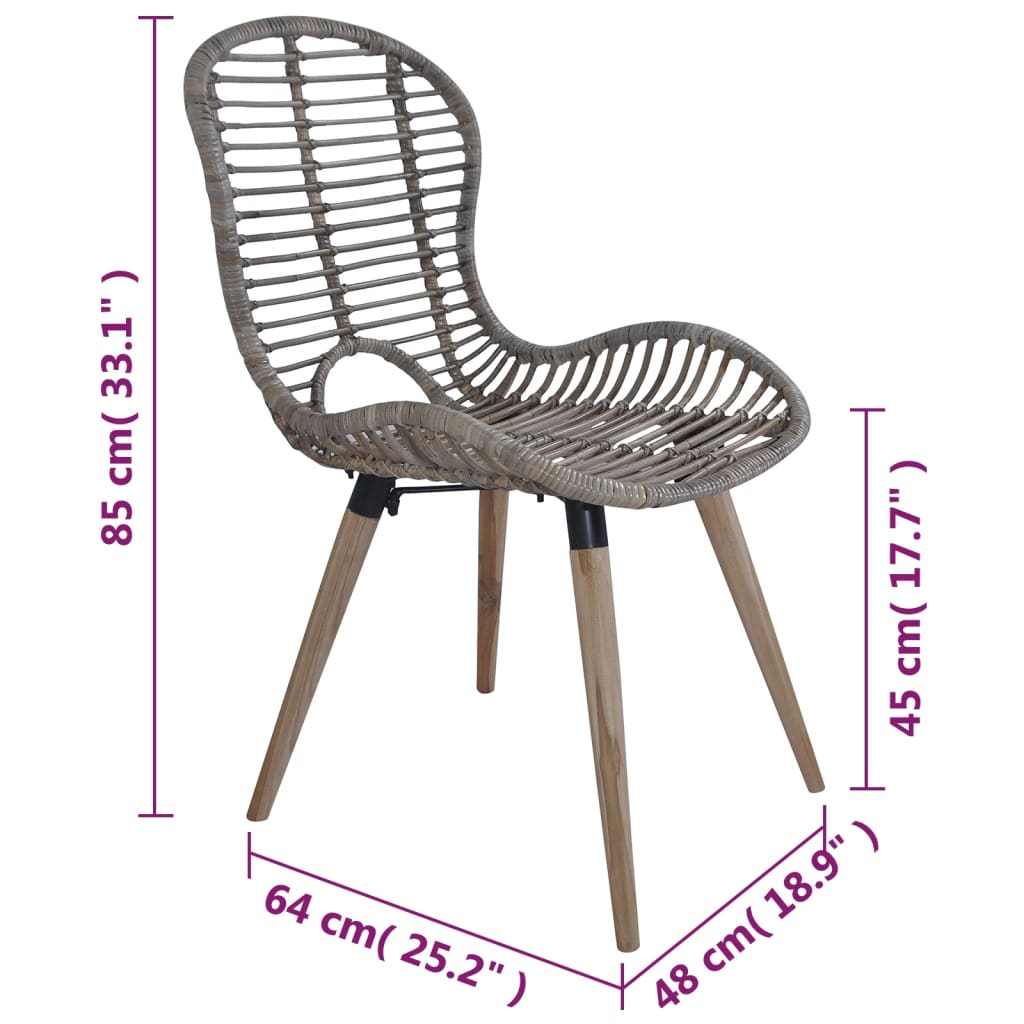 spisebordsstole 6 stk. naturligt rattan brun