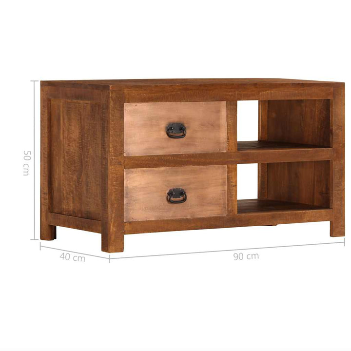 sofabord med 2 skuffer 90x40x50 cm massivt mangotræ