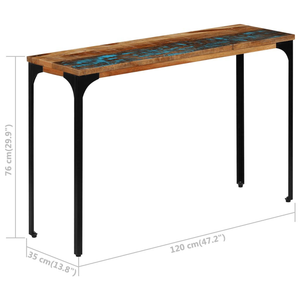 konsolbord 120x35x76 cm massivt genbrugstræ