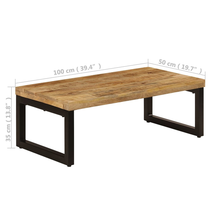 sofabord 100x50x35 cm massivt mangotræ og stål
