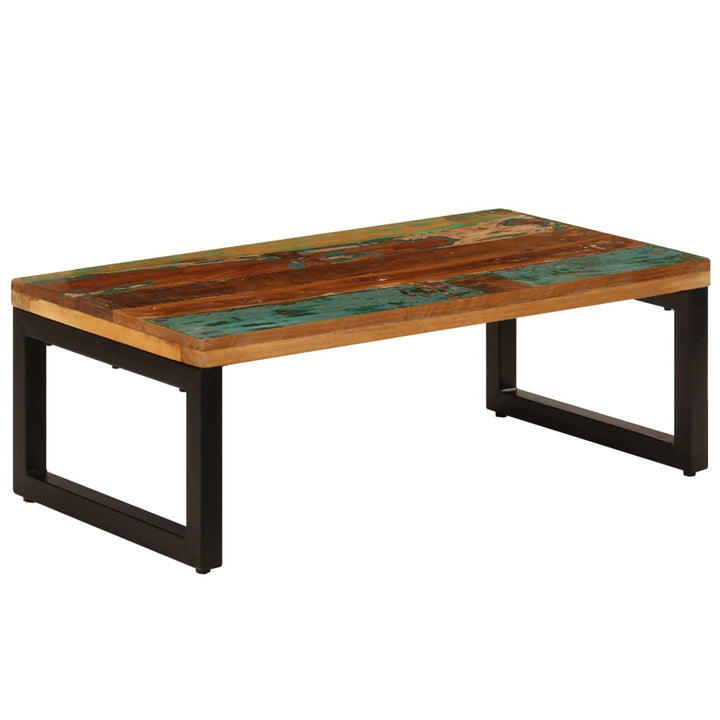 sofabord 100x50x35 cm massivt genbrugstræ og stål