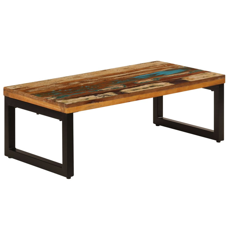 sofabord 100x50x35 cm massivt genbrugstræ og stål