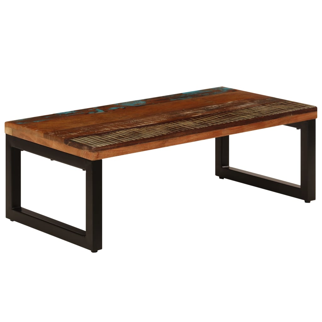 sofabord 100x50x35 cm massivt genbrugstræ og stål