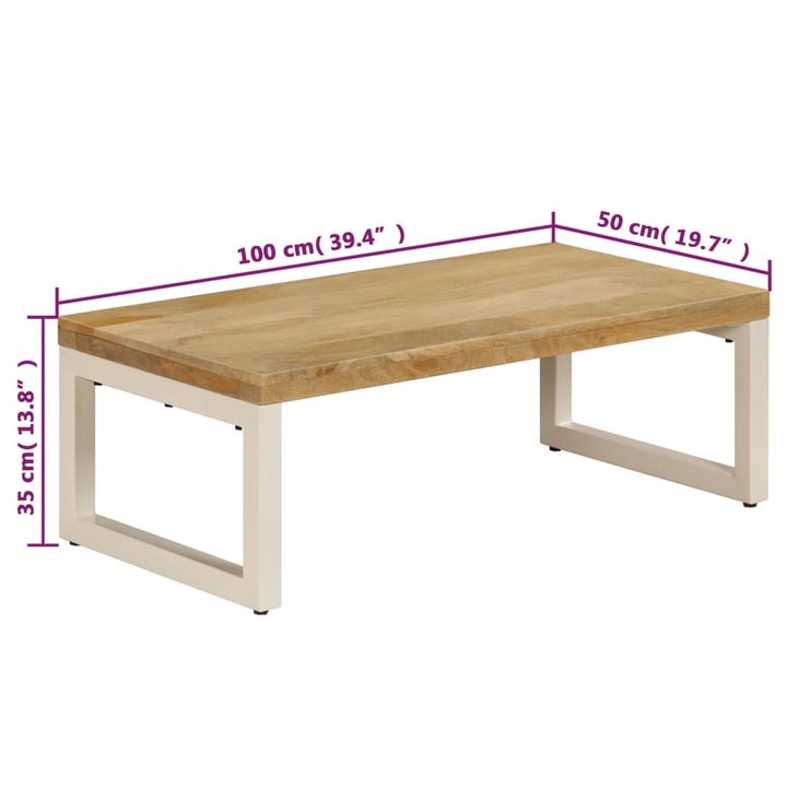 sofabord 100x50x35 cm massivt mangotræ og stål